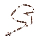 Collana rosario rotondo in legno naturale NJEW-JN04248-1