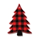 クリスマステーマのアクリルパーツ  クリスマスツリー  タータン  レッド  38.5x28x2.5mm  穴：1.6mm MACR-C024-04B-1