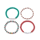 4pcs 4 style argile polymère heishi surfeur bracelets extensibles ensemble BJEW-TA00268-1