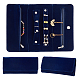 長方形のベルベットのジュエリー収納ポーチ  ジュエリーオーガナイザージッパーバッグ  スナップボタン付き財布  ミッドナイトブルー  折りたたみ：10x22x2.8cm AJEW-WH0020-71-1