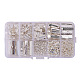 Silver Jewelry Finding Sets with Mixed Sizes Iron Ribbon Ends FIND-PH0003-01S-1