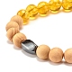 Bracelet extensible en pierres précieuses naturelles et bois et hématite synthétique BJEW-JB07613-6
