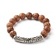 Bracelets extensibles en perles de bois de coco naturel BJEW-JB06642-3