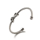 304 Stainless Steel Infinity Beaded Twist Rope Open Cuff Bangle for Women BJEW-P283-08M-4
