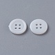 アクリル縫い付け用ボタン  衣装デザインのためのプラスチックボタン  4穴  染め  フラットラウンド  ホワイト  15x2mm  穴：1mm X-BUTT-E076-E-01-2