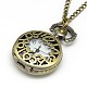 Сплав плоский круглыйс телефона кулон ожерелье кварц карманные часы X-WACH-N011-28-2