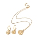 Boucles d'oreilles pendantes et collier pendentif fleur strass coloré SJEW-E043-01-2