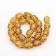 Handmade Gold Sand Lampwork Oval Beads Strands FOIL-M007-01-2