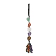 ナゲット天然石ペンダント装飾  編組ナイロン糸とジェムストーンチップタッセルの吊り飾り  190mm HJEW-JM00990-1