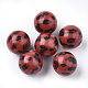 Printed Acrylic Beads, Round, Red, 11.5~12x11mm, Hole: 1.8mm