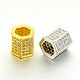 Brass Micro Pave Cubic Zirconia Large Hole European Beads ZIRC-M040-13-RS-1