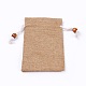 黄麻布製梱包袋ポーチ  巾着袋  木製のビーズで  淡い茶色  14.6~14.8x10.2~10.3cm ABAG-L006-B-05-2
