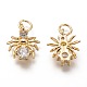 Brass Micro Pave Clear Cubic Zirconia Charms ZIRC-C020-43G-2
