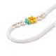 Collar hecho a mano con cuentas de perlas y flores de vidrio millefiori para mujer NJEW-TA00039-5