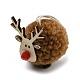 Décoration pendentif boule de cerf en peluche et bois sur le thème de noël HJEW-E008-01D-1