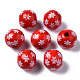 Painted Natural Wood European Beads WOOD-S057-038-1