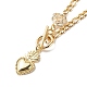 Halskette mit Herz- und Rosémessing-Anhänger 304 Edelstahlketten für Damen NJEW-JN04088-1