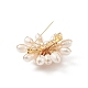 Broche de solapa con flor de perla y cornalina natural trenzada JEWB-TA00006-02-5