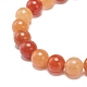 Bracelet extensible en perles d'aventurine rouge naturelle BJEW-JB08879-06-5