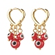 Evil Eye Lampwork Round Beads Dangle Hoop Earrings EJEW-JE04826-05-1