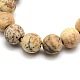 Frosted Natural Picture Jasper Round Bead Strands G-M064-8mm-05-2