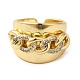 Rack Plating Real 18K Gold Plated Brass Curb Chains Shape Open Cuff Rings RJEW-B048-11G-2