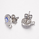 Brass Micro Pave Cubic Zirconia Stud Earring Findings ZIRC-G122-54P-RS-2
