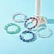 Natural & Synthetic Mixed Gemstone Beads Cuff Bangles Set for Girl Women BJEW-TA00023-2