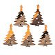 樹脂＆ウォールナットウッドペンダント  クリスマスツリー  オレンジ  38x25x3mm  穴：2mm RESI-S389-018A-A01-1