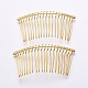 （訳あり商品）  鉄のヘアコームパーツ  20の歯  装飾的な毛の櫛のジュエリーには  ゴールドカラー  37x75x4mm PHAR-XCP0001-18-1