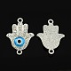 Hamsa Hand/Hand of Fatima/Hand of Miriam with Evil Eye Golden Tone Alloy Middle East Rhinestone Links X-RB-H132-5-1