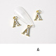 合金ラインストーンカボション  ネイルアートの装飾の付属品  丸カン付き  文字  ゴールドカラー  文字.a  11~14x5~12mm MRMJ-T056-93G-A-1