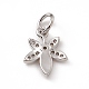 Brass Micro Pave Clear Cubic Zirconia Leaf Charms ZIRC-F132-42P-2