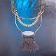 Fashion Women Jewelry Zinc Alloy Resin and Tassel Bib Statement Necklaces NJEW-BB15925-A-8