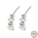 Rhodium Plated 925 Sterling Silver Stud Earring Findings STER-Q192-15P-1