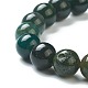 Natural Moss Agate Beaded Stretch Bracelets BJEW-A117-C-44-3
