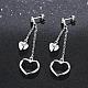 Sweet Silver Plated Brass Heart Dangle Stud Earrings EJEW-BB00706-3