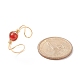 Offener Manschettenring mit runden Perlen aus natürlichem rotem Achat RJEW-TA00041-03-5