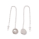 Boucles d'oreilles pendantes rondes plates avec perle en plastique EJEW-A067-14P-2