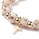 Bracelet extensible en perles de bois et hématite synthétique avec breloques croix en laiton BJEW-JB08488-4
