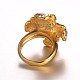 316 de acero inoxidable de los anillos de dedo flor del rhinestone tono dorado de la señora elegante RJEW-J066-69-16mm-4