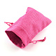 ポリエステル模造黄麻布包装袋巾着袋  濃いピンク  18x13cm X-ABAG-R005-18x13-08-2