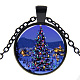 Weihnachtsthema Glas Anhänger Halsketten NJEW-J056-B954-B-1