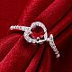 Silver Plated Brass Cubic Zirconia Heart Finger Rings Bridal Rings RJEW-BB06116-7A-5