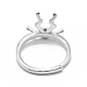 Adjustable Rhodium Plated 925 Sterling Silver Finger Ring Components STER-L055-025P-3