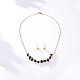 Natural Obsidian Chips Pendant Necklace & Round Ball Stud Earrings RE2952-3-1