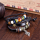 Adjustable Casual Unisex Zinc Alloy Musical Note Treble Clef and Leather Multi-strand Bracelets BJEW-BB15604-B-7
