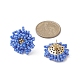 Boucles d'oreilles à tiges de fleurs en perles de verre tressées EJEW-MZ00072-02-3