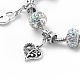 Alloy Heart and Skeleton Charm European Bracelet with Snake Chains BJEW-JB08047-02-4