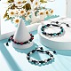 3Pcs 3 Color Round Synthetic Turquoise(Dyed) Braided Bead Bracelets Set with Alloy Skull BJEW-JB07863-2
